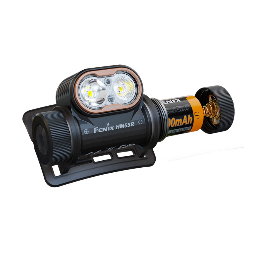 Fenix HM55RABL - LED dimmelhető újratölthető fejlámpa LED/USB/1xCR123A 1600 mAh IP68 1200 lm 141,2 h fekete