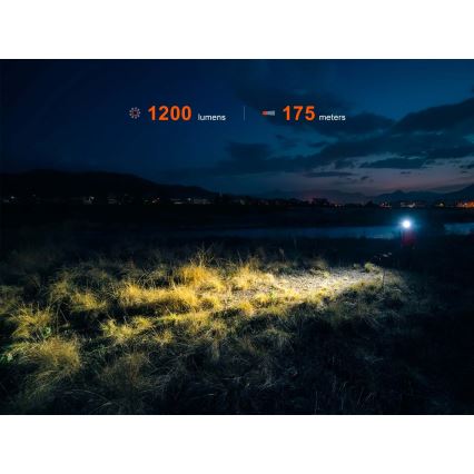 Fenix HM55RNBL - LED fényerőszabályozható újratölthető fejlámpa LED/USB/1xCR123A 1600 mAh IP68 1200 lm 141,2 óra lila