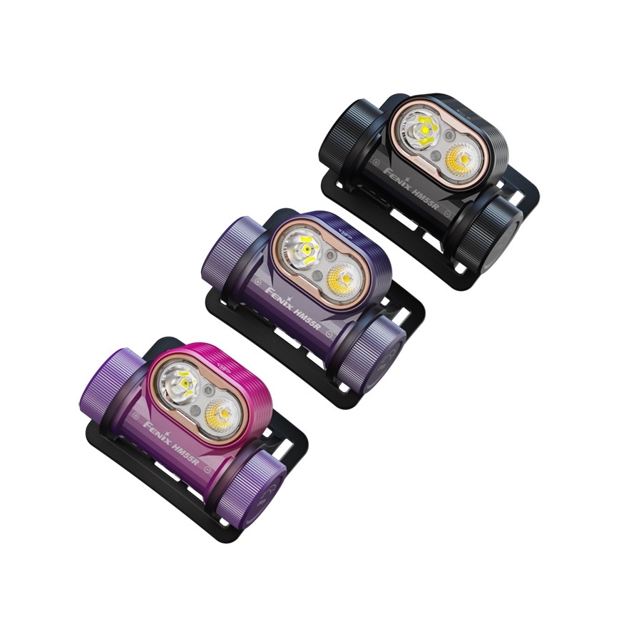Fenix HM55RNBL - LED fényerőszabályozható újratölthető fejlámpa LED/USB/1xCR123A 1600 mAh IP68 1200 lm 141,2 óra lila