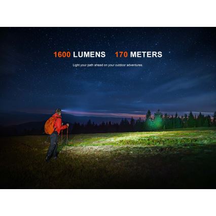 Fenix HM60RV20 - LED, fényerőszabályozható, USB-s újratölthető fejlámpa, 4000 mAh, IP68, 1600 lm, 292 h, narancssárga