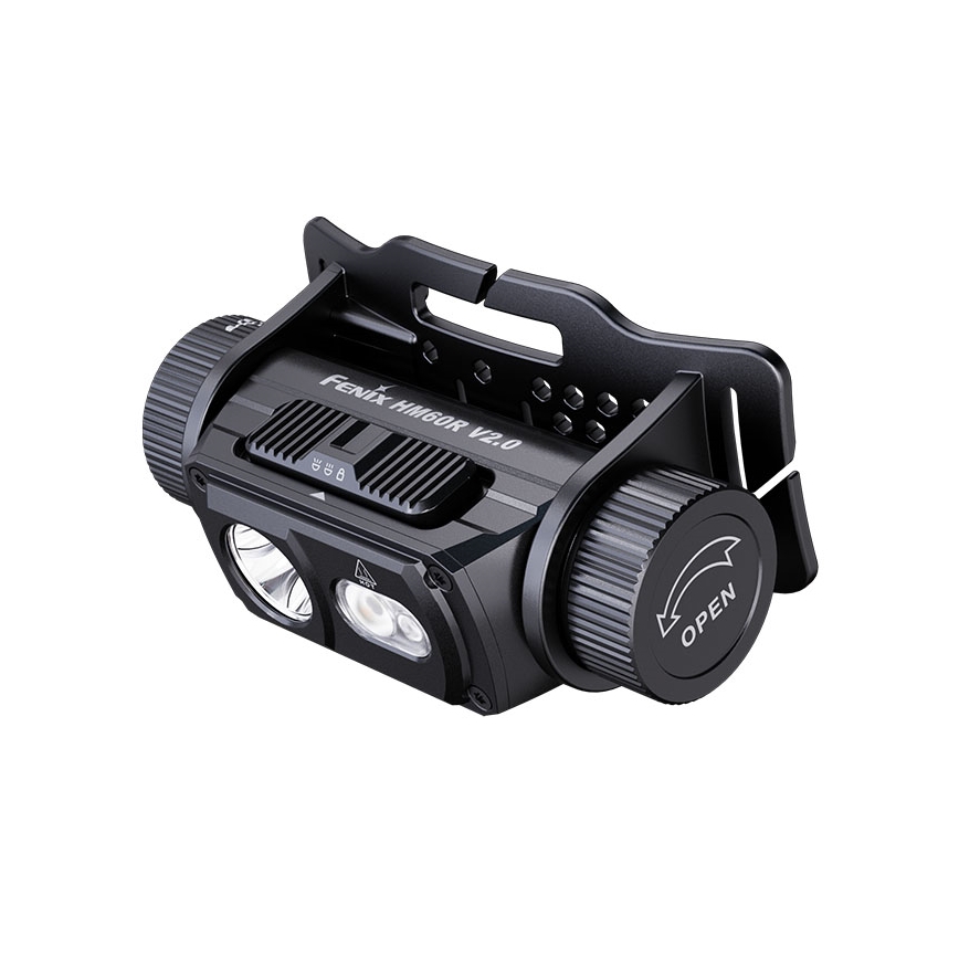 Fenix HM60RV20 - LED, fényerőszabályozható, USB-s újratölthető fejlámpa, 4000 mAh, IP68, 1600 lm, 292 h, narancssárga