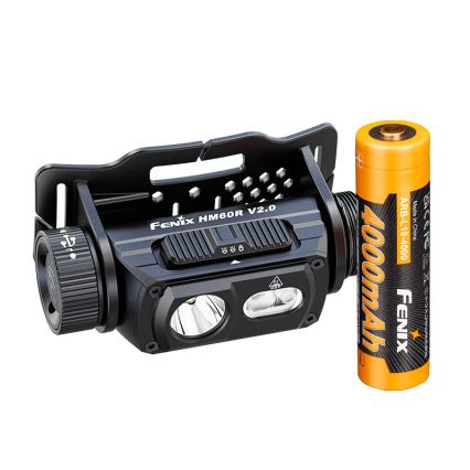 Fenix HM60RV20 - LED, fényerőszabályozható, USB-s újratölthető fejlámpa, 4000 mAh, IP68, 1600 lm, 292 h, narancssárga