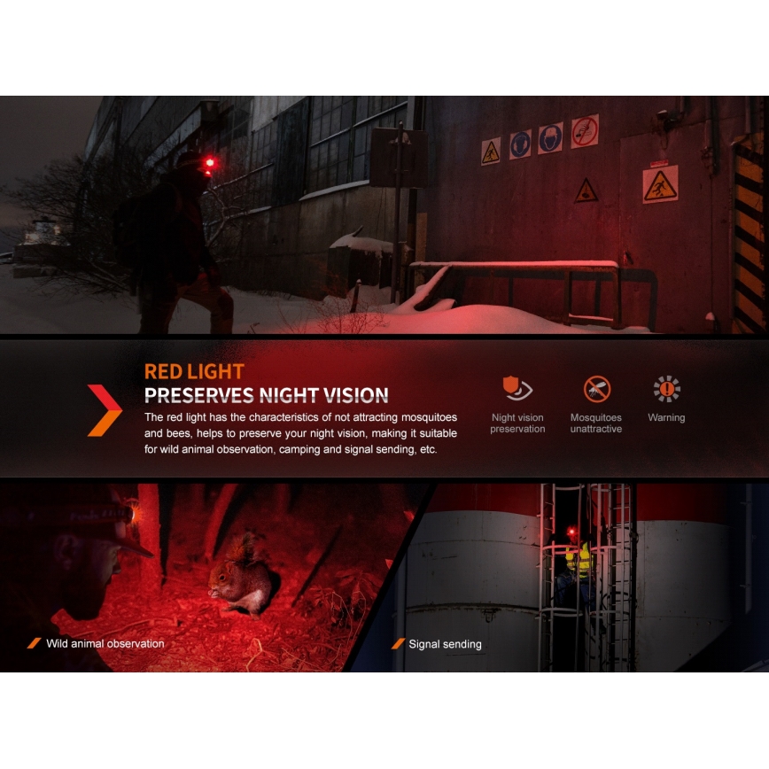 Fenix HM61RV20 - LED Tölthető fejlámpa LED/USB/2xCR123A IP68 1600 lm 300 h 3400 mAh