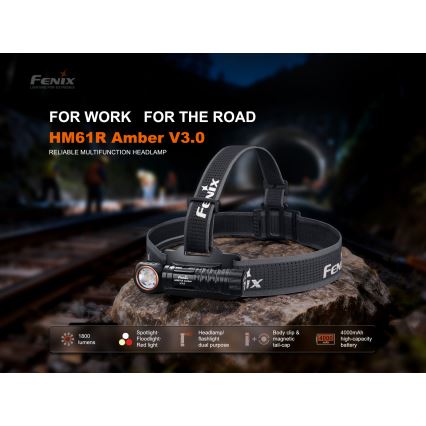 Fenix HM61RV30 - LED állítható fényerejű újratölthető fejlámpa LED/USB/1xCR123A 4000 mAh IP68 1800 lm 400 h fekete