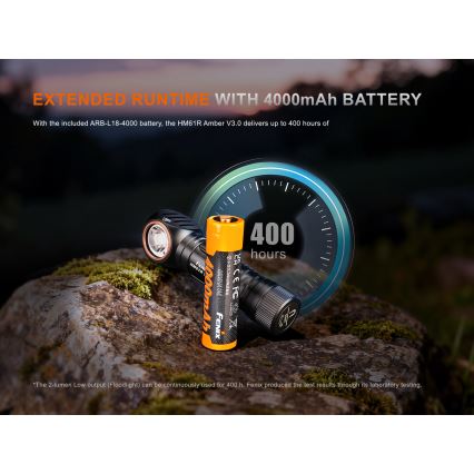 Fenix HM61RV30 - LED állítható fényerejű újratölthető fejlámpa LED/USB/1xCR123A 4000 mAh IP68 1800 lm 400 h fekete