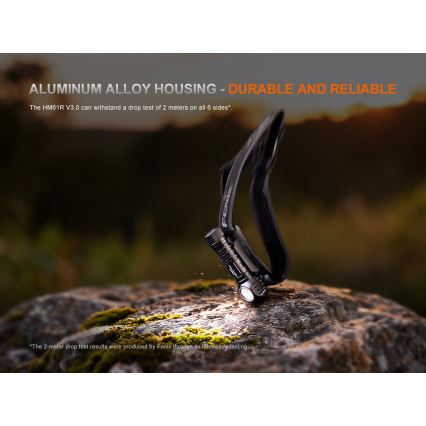 Fenix HM61RV30 - LED állítható fényerejű újratölthető fejlámpa LED/USB/1xCR123A 4000 mAh IP68 1800 lm 400 h fekete