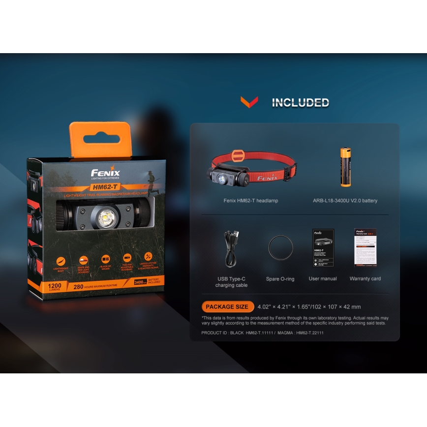 Fenix HM62TMGM - LED Dimmelhető újratölthető fejlámpa LED/USB IP68 1200 fényes 280 h 3400 mAh