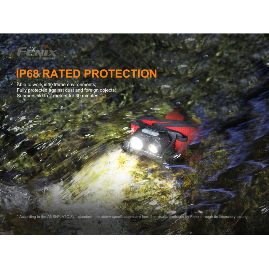Fenix HM65RTRAIL - LED Újratölthető fejlámpa 2xLED/2xCR123A IP68 1500 lm 300 óra
