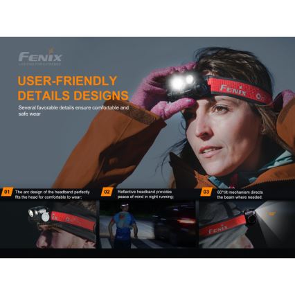 Fenix HM65RTRAIL - LED Újratölthető fejlámpa 2xLED/2xCR123A IP68 1500 lm 300 óra