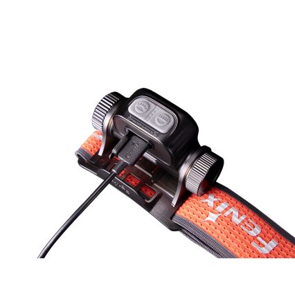 Fenix HM65RTV20BLC- LED Dimmelhető újratölthető fejlámpa LED/USB/2xCR123A IP68 3400 mAh fekete/narancs