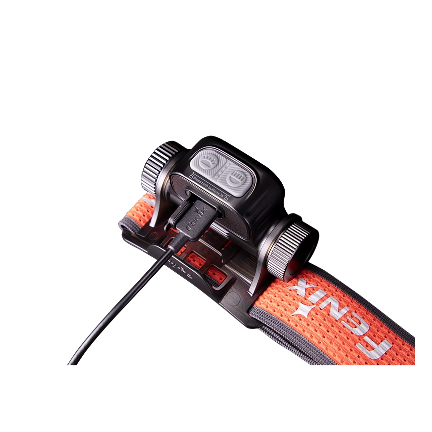 Fenix HM65RTV20BLC- LED Dimmelhető újratölthető fejlámpa LED/USB/2xCR123A IP68 3400 mAh fekete/narancs