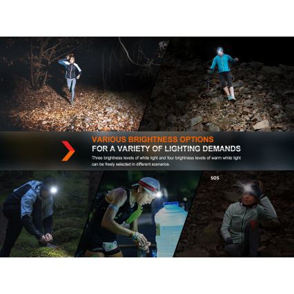 Fenix HM65RTV20PRP - LED Dimmelhető újratölthető fejlámpa LED/USB/2xCR123A IP68 1600 lm 300h 3400 mAh fekete/lila