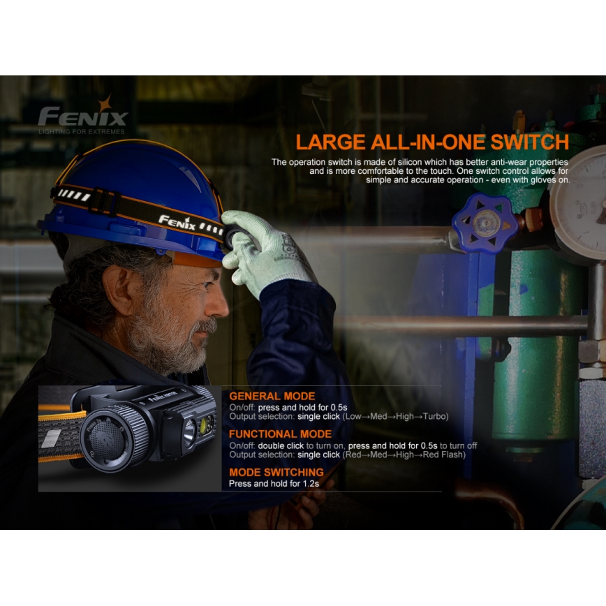 Fenix HM70R - LED Tölthető fejlámpa 4xLED/1x21700 IP68 1600 fényes 800 h 5000 mAh