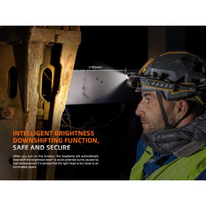 Fenix HM75RTOPAZ - LED Dimmelhető újratölthető fejlámpa LED/USB IP68 1600 fényes 210 h 4000 mAh