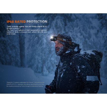 Fenix HM75RTOPAZ - LED Dimmelhető újratölthető fejlámpa LED/USB IP68 1600 fényes 210 h 4000 mAh