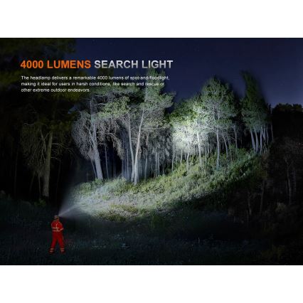Fenix HP35R - LED, fényerőszabályozható, USB-újratölthető fejlámpa 5000 mAh IP66 4000 lm 500 h fekete