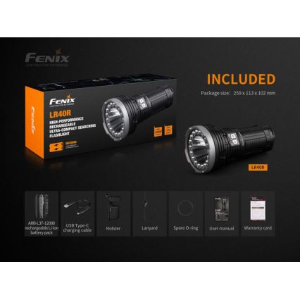 Fenix LR40R - LED Újratölthető zseblámpa 19xLED/USB IP68 12000 lm 92 óra