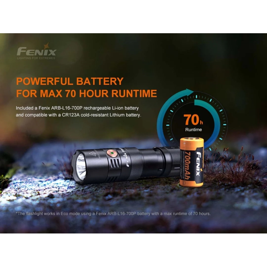 Fenix PD25R - LED Tölthető zseblámpa LED/USB/1xCR123A IP68 800 lm 70 h 700 mAh