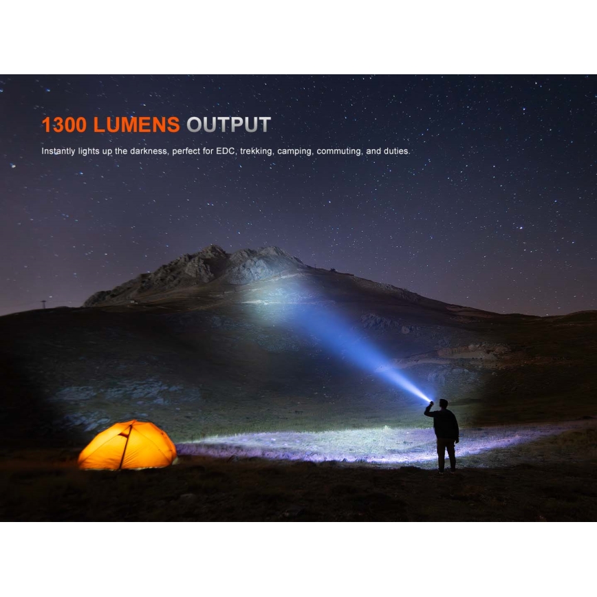 Fenix PD26RACE - LED fényerőszabályozható újratölthető zseblámpa LED/USB 1600 mAh IP68 1300 lm 556 h fekete