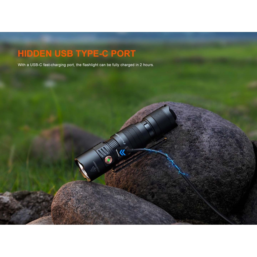 Fenix PD26RACE - LED fényerőszabályozható újratölthető zseblámpa LED/USB 1600 mAh IP68 1300 lm 556 h fekete