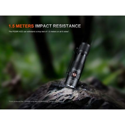 Fenix PD26RACE - LED fényerőszabályozható újratölthető zseblámpa LED/USB 1600 mAh IP68 1300 lm 556 h fekete