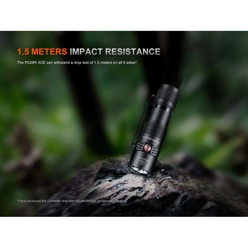 Fenix PD26RACE - LED fényerőszabályozható újratölthető zseblámpa LED/USB 1600 mAh IP68 1300 lm 556 h fekete