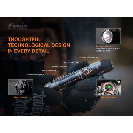 Fenix PD35V30 - LED újratölthető zseblámpa LED/USB/2xCR123A IP68 1700 lm 230 óra 2600 mAh