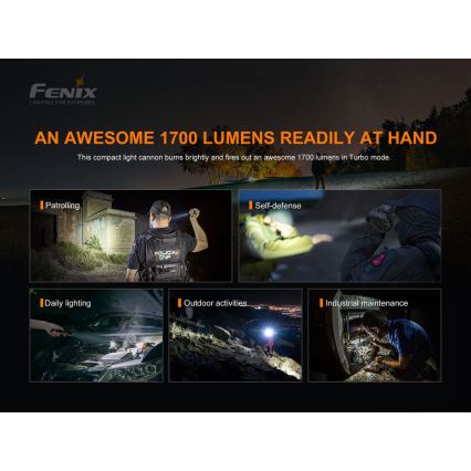 Fenix PD35V30 - LED újratölthető zseblámpa LED/USB/2xCR123A IP68 1700 lm 230 óra 2600 mAh