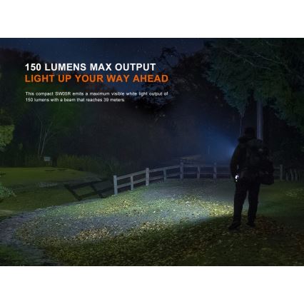 Fenix SW05RUVBLC - LED Dimmelhető újratölthető zseblámpa LED/USB IPX6 150 lm 49 h 700 mAh fekete