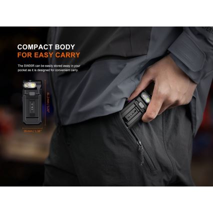 Fenix SW05RUVBLC - LED Dimmelhető újratölthető zseblámpa LED/USB IPX6 150 lm 49 h 700 mAh fekete