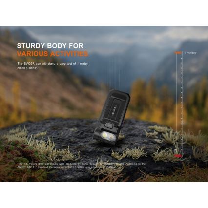 Fenix SW05RUVBLC - LED Dimmelhető újratölthető zseblámpa LED/USB IPX6 150 lm 49 h 700 mAh fekete