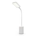 Fényerőszabályozható LED asztali lámpa, újratölthető, érintéses, hajlítható kialakítás, csíptetővel, 5W/1200 mAh, fehér