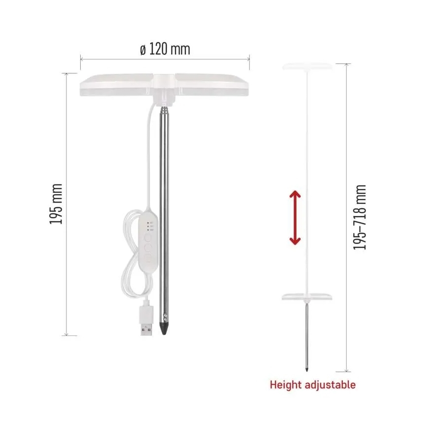 Fényerőszabályozható LED beltéri növénynevelő lámpa GROW LED/8W/5V
