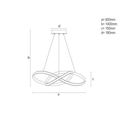 LED fényerőszabályozható csillár zsinóron LED/85W/230V 3000-6500K átm. 60 cm + távirányító