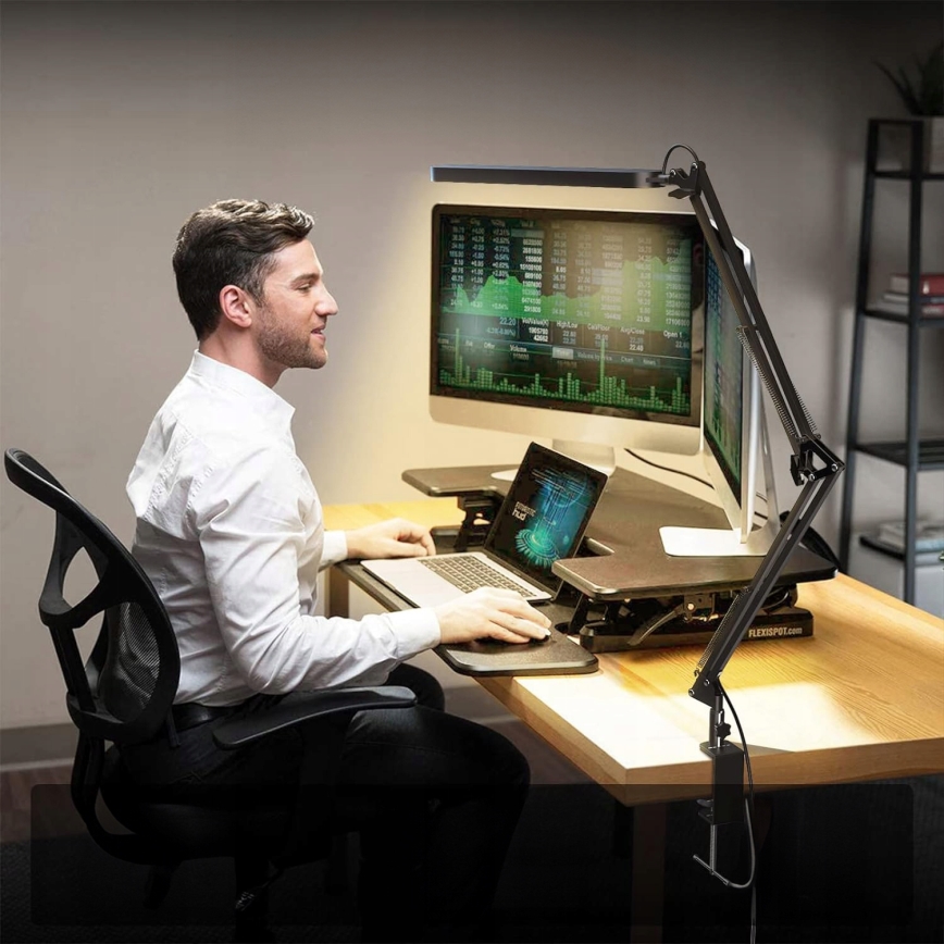 LED dimmelhető, érintésvezérelt, hajlítható csipeszes asztali lámpa LED/10W/5/230V 3000/4000/6000K fekete