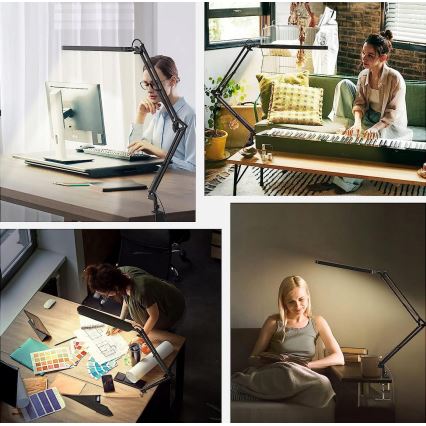 LED dimmelhető, érintésvezérelt, hajlítható csipeszes asztali lámpa LED/10W/5/230V 3000/4000/6000K fekete