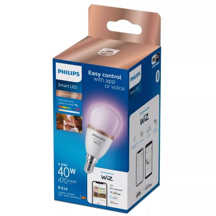 LED RGB dimmelhető izzó Philips SMART P45 E14/4,9W/230V 2200-6500K CRI 90