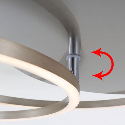 Fényerőszabályozható LED mennyezeti lámpa, 28 W, 230 V, 3000 K, matt króm
