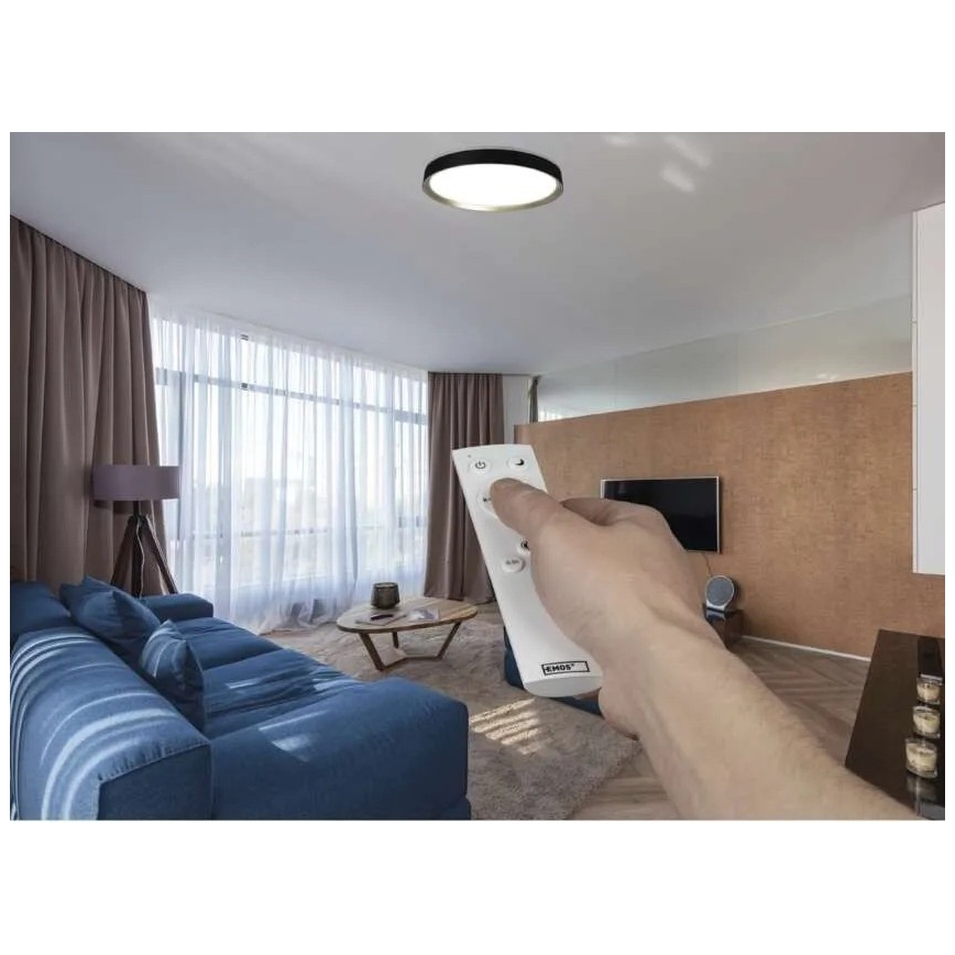 LED Fényerőszabályozható mennyezeti lámpatest ILVI LED/45W/230V 2700-6500K átm. 50 cm fekete/sárgaréz + távirányító