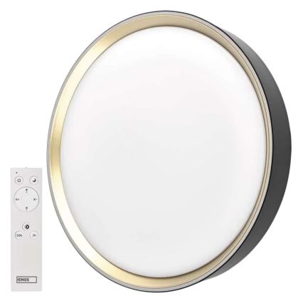 LED Fényerőszabályozható mennyezeti lámpatest ILVI LED/45W/230V 2700-6500K átm. 50 cm fekete/sárgaréz + távirányító