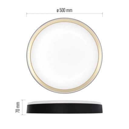 LED Fényerőszabályozható mennyezeti lámpatest ILVI LED/45W/230V 2700-6500K átm. 50 cm fekete/sárgaréz + távirányító