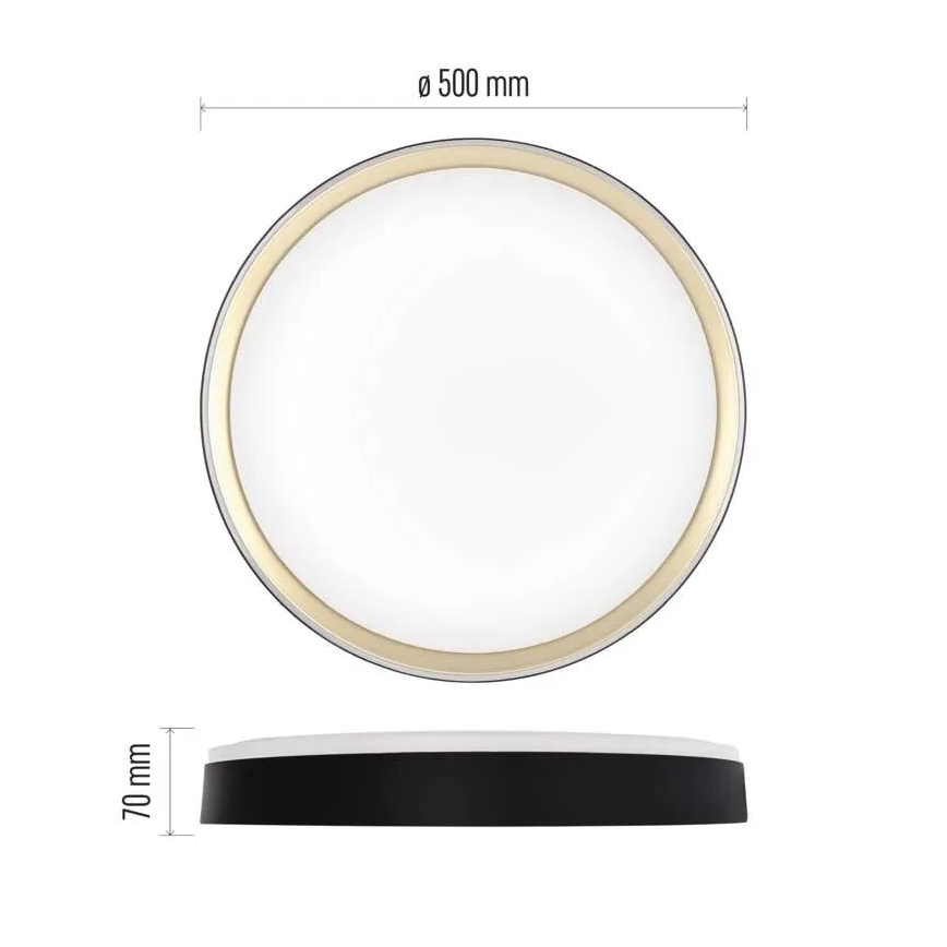 LED Fényerőszabályozható mennyezeti lámpatest ILVI LED/45W/230V 2700-6500K átm. 50 cm fekete/sárgaréz + távirányító