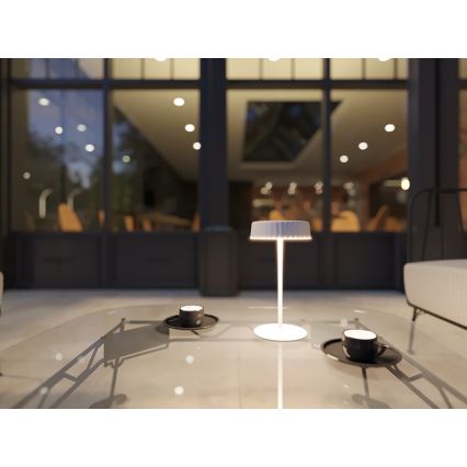 VIVIEN LED asztali lámpa, dimmelhető, napelemes, újratölthető — 3W/5V, 2700K, 1600 mAh, IP54, fehér