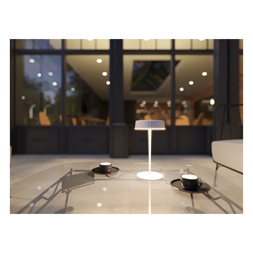 VIVIEN LED asztali lámpa, dimmelhető, napelemes, újratölthető — 3W/5V, 2700K, 1600 mAh, IP54, fehér