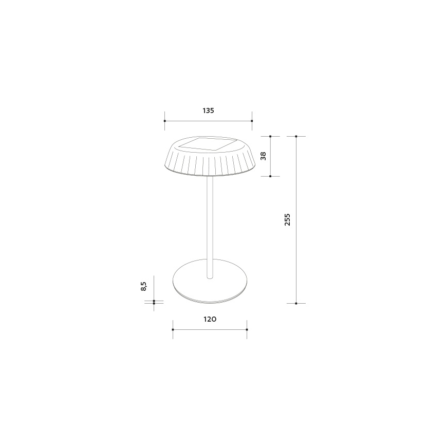 VIVIEN LED asztali lámpa, dimmelhető, napelemes, újratölthető — 3W/5V, 2700K, 1600 mAh, IP54, fehér