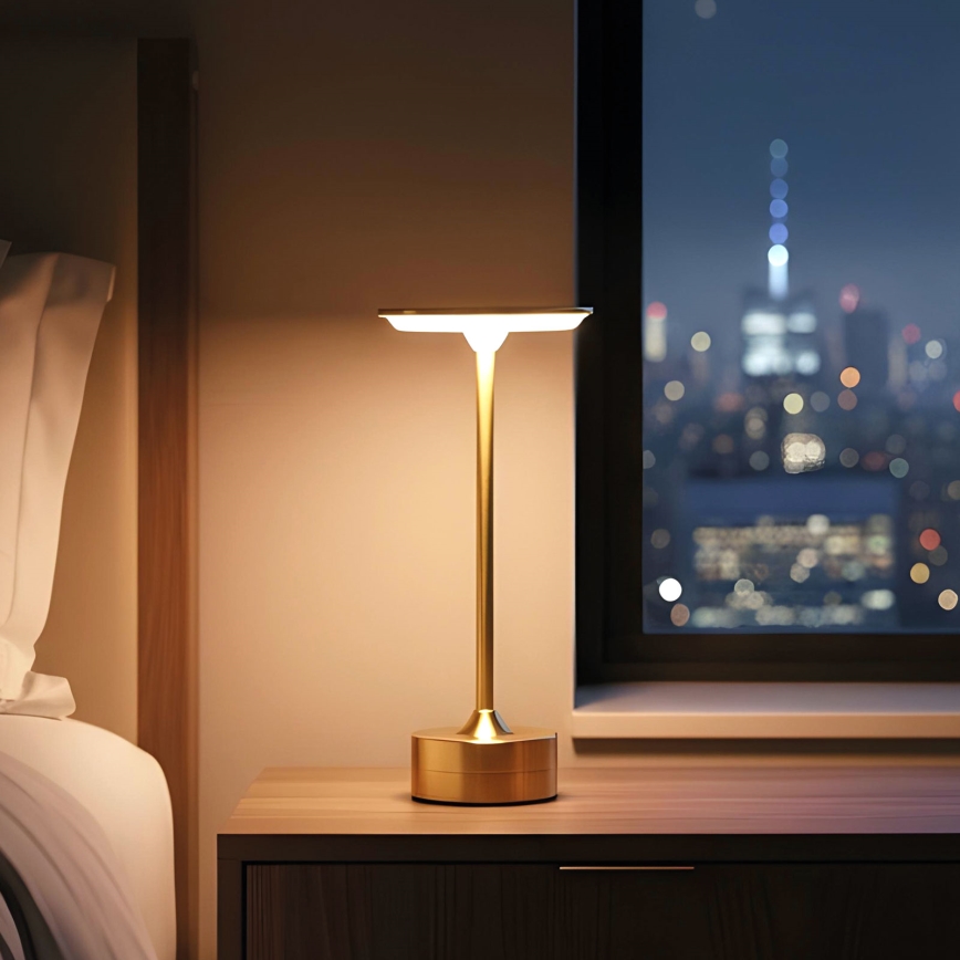 LED fényerőszabályozható újratölthető asztali lámpa NEW YORK LED/1,8W/5V 2700K/4000K/6500K 1200 mAh arany