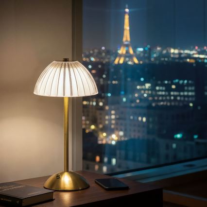 LED fényerőszabályozható újratölthető asztali lámpa PARIS LED/2W/5V 2700K/4000K/6500K 800 mAh arany