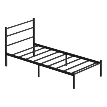 FERON fém egyszemélyes ágy 90x200 cm, fekete, teherbírás 120 kg