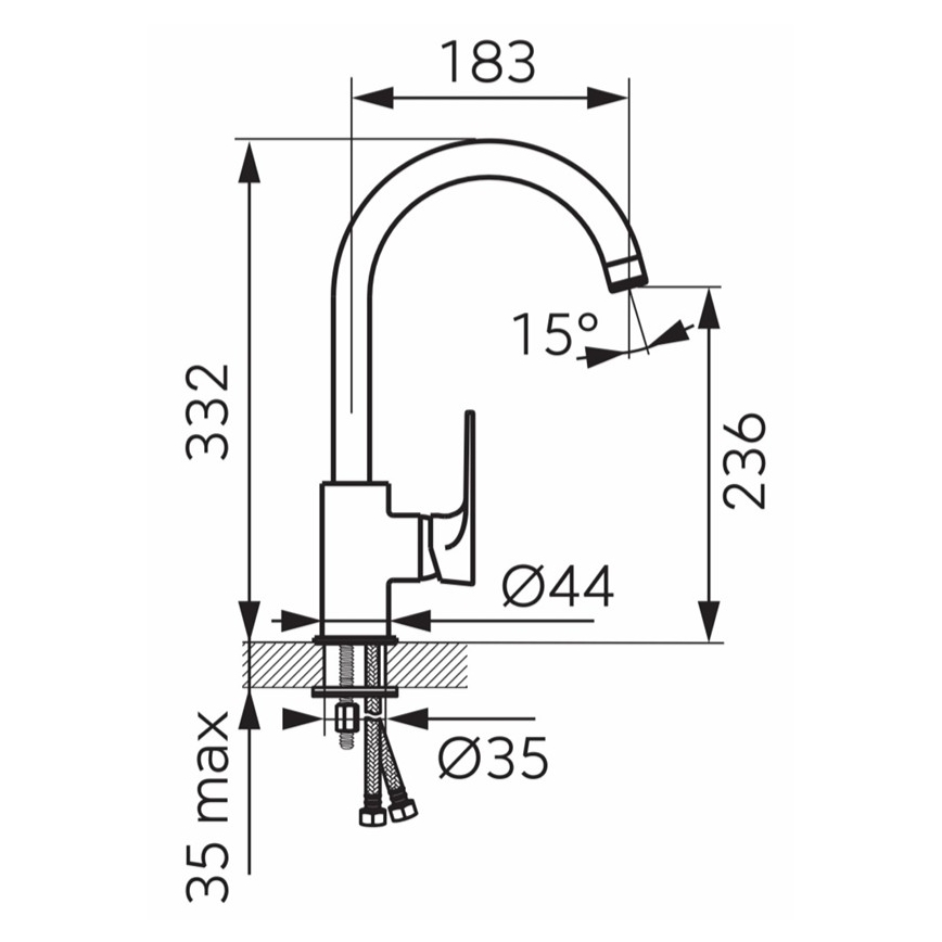 FERRO - ALGEO SQUARE mosogató csaptelep, fényes króm