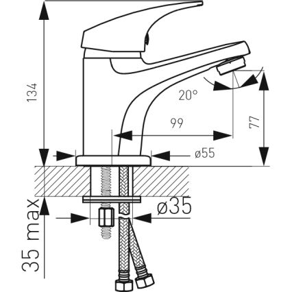 FERRO - Mosdócsaptelep + leeresztő ONE fényes króm